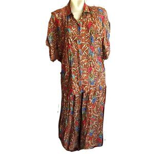 Vintage 1990's Dress Set Small ELIZABETH JORDAN RAYON AFRO HIP HOP PRINT 2 Piece